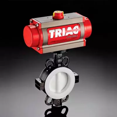 Imagem de demonstração do produto Série AS: Válvula Borboleta de Corpo Bipartido Revestida com PFA